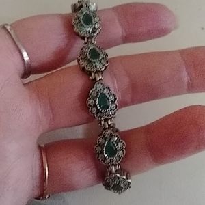 Antique style Emerald Topaz 925 Bracelet